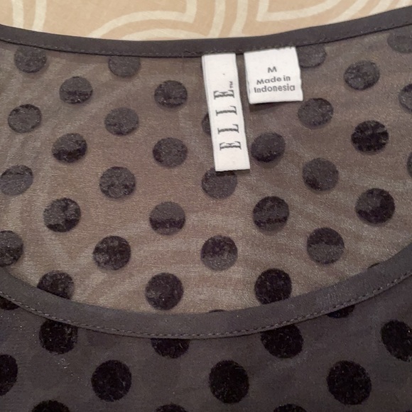 Elle top, black polyester, sheer dotted Swiss, M - Picture 4 of 8